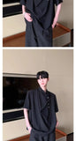 Riolio Retro New Chinese Style High-end Shirt Short-sleeved Men Women Korean Style Summer Fashion Irregular Button Design Top Urban