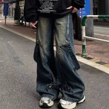 Riolio American high street men and women trendy hip-hop loose straight leg jeans for couples personalized wide leg casual pants y2k