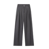 Riolio  Grey Black Suit Pants Men Fashion Society Mens Dress Pants Korean Loose Casual Straight Pants Mens Office Formal Trousers M-3XL
