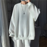 Riolio  Waffle long sleeved solid color T-shirt for men in spring and autumn casual men's round neck loose long sleeved shirt for