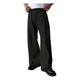 Riolio  Spring Autumn Men Business Casual Suit Pants Genderless Retro Comfort Outdoor Solid Color Loose High Waist Dress Pants Men