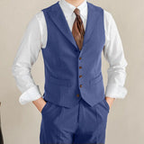Riolio  Men Vest White Collar Vintage With Lapel Single Button Waistcoat For Wedding Groom Banquet Temperament Slim Men Suit Vest