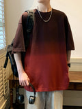 Riolio 2024 New Gradient Color Summer Oversized T-shirt Men Korean Fashion 240gsm Heavy Cotton Tee Y2K Tops Short Sleeve Loose Tshirt