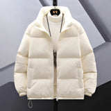 Riolio Simple Parks High-end Cotton Jacket Men Women Autumn and Winter Casual Loose Down Jacket Youth Stand Up Collar Couple Jacket