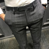 Riolio Spring Men Pants Korean Slim Fit Men Casual Ankle Length Pants Streetwear Men High Quality Black Gray Dress Suit Pant Man