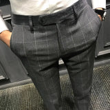 Riolio Spring Men Pants Korean Slim Fit Men Casual Ankle Length Pants Streetwear Men High Quality Black Gray Dress Suit Pant Man