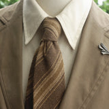 Riolio  2pcs Neck Tie Set Cotton Brown Striped Neck Ties For Men Women Girls Casual Style Shirt Accessories Brooch Black Plaid Neckties