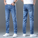 Riolio  New Men's High Quality Slim Jeans Fashion Classic Style Business Straight Stretch Denim Pants Male Brand Trousers Blue Black