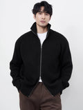 Riolio Zip-up Knitted Cardigan Men Simple Cozy Knitwear Handsome Mature Smart Casual Daily High Street All-match Soft