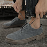 Riolio  Men Shoes Casual Non Slip Wear Resistant Suede Daily Business Shoe Hot Sale Round Toe Low Top British Styl