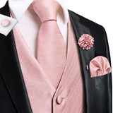 Riolio High Quality Silk Mens Vests Champagne Paisley Waistcoat Neck Tie Hanky Cufflinks Brooch Set for Men Suit Wedding Office