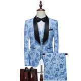 Riolio  Black Three-Piece Suit Wedding Groom Set Men's Formal Wear Slim Fit Business Casual Polyester Fiber Fashion Urban Style