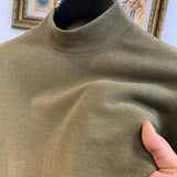 Riolio  Velvet Base Layer Men's Slim Solid Color Half Turtleneck Long-sleeved T-shirt Plus Velvet Thickened Inner Wear Warm Top