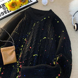 Riolio Korean Knitted Pullover Street Clothing Splash-ink Sweater Graffiti Twist Sweater Trend Loose Knit Top Men Women Clothes