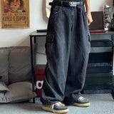 Riolio  Baggy Jeans Men's Oversize Cargo Korean Black Wide Pants Streetwear Hip Hop Harajuku Male Fashion Straight Denim Pants