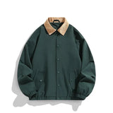Riolio  Spring Men's Casual Loose Fit Collared Jacket Retro American Style Coach Coat Unisex Spring Breakout Wool Rabbit Fur