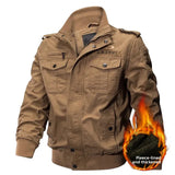 Riolio Men's Tactical Pilot Jaet WS  Military Fan Special Forces Officer Coat Cotton Denim Zipper Closure Long Sve