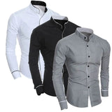 Riolio Men's Spring New Solid Color Simple Casual Korean Version Slim Fit Long Sleeve Shirt