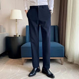 Riolio Fashion New Men Suit Pants New Casual Straight Slim Classic Business Formal Blazer Pants Trousers Male Brand Clothing