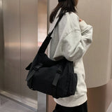 Riolio Japanese Harajuku Women Messenger Bag Solid Color Canvas Crossbody Bags Student Large Capacity Handbags Shoulder Bag Bolsos Sac