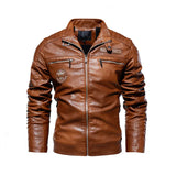Riolio PU Male Faux Leather Blazers High Quality Leather Jacket Men's Fashion Jackets New Casual Male Stand Collar PU Leather Jackets