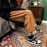 Riolio  Corduroy Pants Men's Autumn and Winter Trend Sports Pants Loose Straight Wide Leg Casual Pants Men