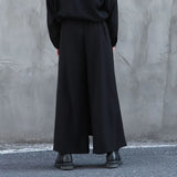 Riolio  Y2k Culottes Double-Layer Side Hem Casual Samurai Pants Hakama Genderless Streetwear Fashion Niche Youth Campus Wide-Leg Pants