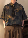 Riolio Summer American Trendy Casual Tops New Chinese Style Vintage Hong Kong Style Printed Short-sleeved Shirt Men's Loose Tops Chic