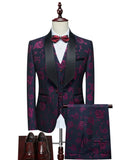 Riolio  Luxurious Patterned Suit Set 3 Pieces For Men High Quality Man Suits Wedding Groom Sets Plus Size Long Sleeved Tuxedo On Sale
