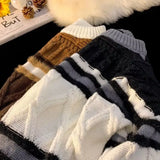 Riolio  American winter new men and women trendy personalized round neck sweater for couples loose retro casual knit sweater top y2k