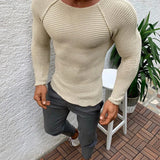 Riolio Sweater Spring Slim Solid Fashion inside Underwear Men Mock Neck Basic T-shirt Blouse Pullover Long Sleeve Top