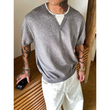 Riolio Summer New Loose Men's ort Sve T-irt V-Ne f Sve Simple Sle Korean Faion Casual Top Youth ular Basic Fit