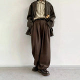 Riolio  Mens Suit Trousers Meiyad Casual Business Trousers Spring Autumn Retro Office British Elegant Wide-Leg Trousers Men'S Wear