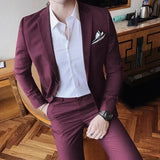 Riolio Blazers Jacket Pants Vest 3 Pcs Set / Fashion New Men's Casual Boutique Business Solid Color Slim Dress Suit Coat Trousers