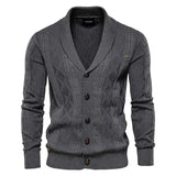 Riolio Cotton Argyle Cardigan Men Casual Single Breasted Solid Color Business Mens Cardigans New Winter Fashion Sweater Man