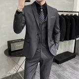 Riolio  Groom's Wedding Dress ( Jacket + Vest + Pants ) High End Brand Solid Color Men's Casual Business Office Formal Suit 3Pcs Sets