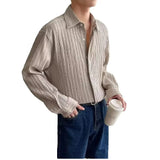 Riolio  Men's Clothing Shirts Long Sleeve New Fashion Turn-down Collar Simple Comfortable Versatile Top