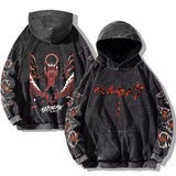 Riolio Mens Berserk Hoodies Gothic Print Vintage Washed Hoodie Hip Hop Streetwear Cotton Sweatshirts Harajuku Casual Hooded Pullover