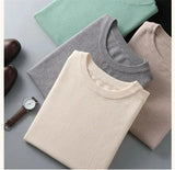 Riolio  Cashmere T-shirt Men Base Layer Merino Shirt Wicking Breathable Short T-shirt Luxury Clothing Big Size