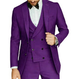 Riolio  Formal Elegant Men Suit Slim Fit 3 Piece Blazer Vest Pants Sets Tuxedo Set for Wedding Double Breasted Notched Lapel Men Suit
