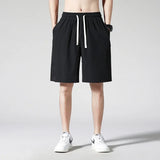 Riolio Spring Summer Split Pants for Men's Slim Outdoor Sports Running Loose Oversized Outerwear Shorts with Ice Silk Sports Shorts