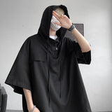 Riolio  5 Colors Summer Hooded T shirt Men Korean Half Sleeve Pullover Streetwear Loose T-shirt Tops Drawstring Men Clothing