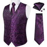 Riolio Black Paisley Blue Suit Vest Neck Tie Set Pocket Square Cufflinks Men's Wedding Waistcoat Luxury Tuxedo Vests Men Gilet