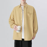 Riolio 6 Colors Men's Baggy Long Sleeve Shirt Fashion Korean Lapel Coat Tops Youth Casual Classic Simple Male Clothes Trendy Brand