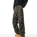 Riolio  Men Baggy Camouflage Ripstop Cargo Jeans Male Classic Straight Casual Denim Pants American Style Street Hip Pop Denim Trousers