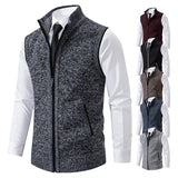 Riolio Vest Men's Knitted Sleeveless Sweater Wool Velvet Zipper Cardigan Turn-down Pullovers Turtleneck Sweatercoat Knit Waistcoat