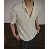 Riolio  Men's Cotton Polo Shirt Simple Plain Striped Short Sleeve Comfortable Casual Summer Wear T Shirt Breathable Fashion Top