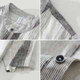 Riolio 2024 Summer New 100%Linen Pullover Short Sleeve Shirts for Men Fashion Striped Casual Loose Shirts