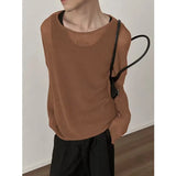 Riolio  Summer New Men's T-shirt O-neck Off Shoulder Long Sleeve Knitted Tees Top Man Thin Breathable Loose Casual T-shirt For Male