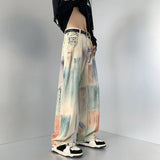 Riolio  New Fashion Graffiti Tie-dye Jeans Hip Hop Rock Loose Straight Trousers for Men and Women Retro Harajuku Streetwear Pants
